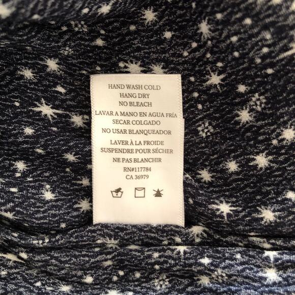 Rails Navy Nova Print Smocked Waist Long Sleeve Side Pockets Jasmine Dress Med - Picture 10 of 10